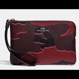 NWT Coach Red camo Wristlet